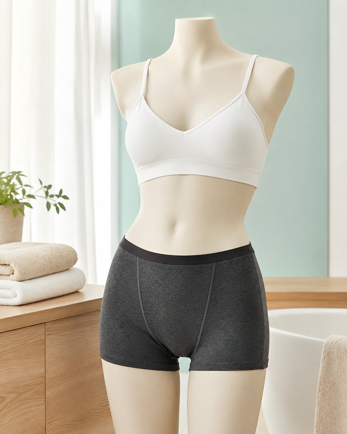La Culotte Alizé présentée dans une salle de bain lumineuse